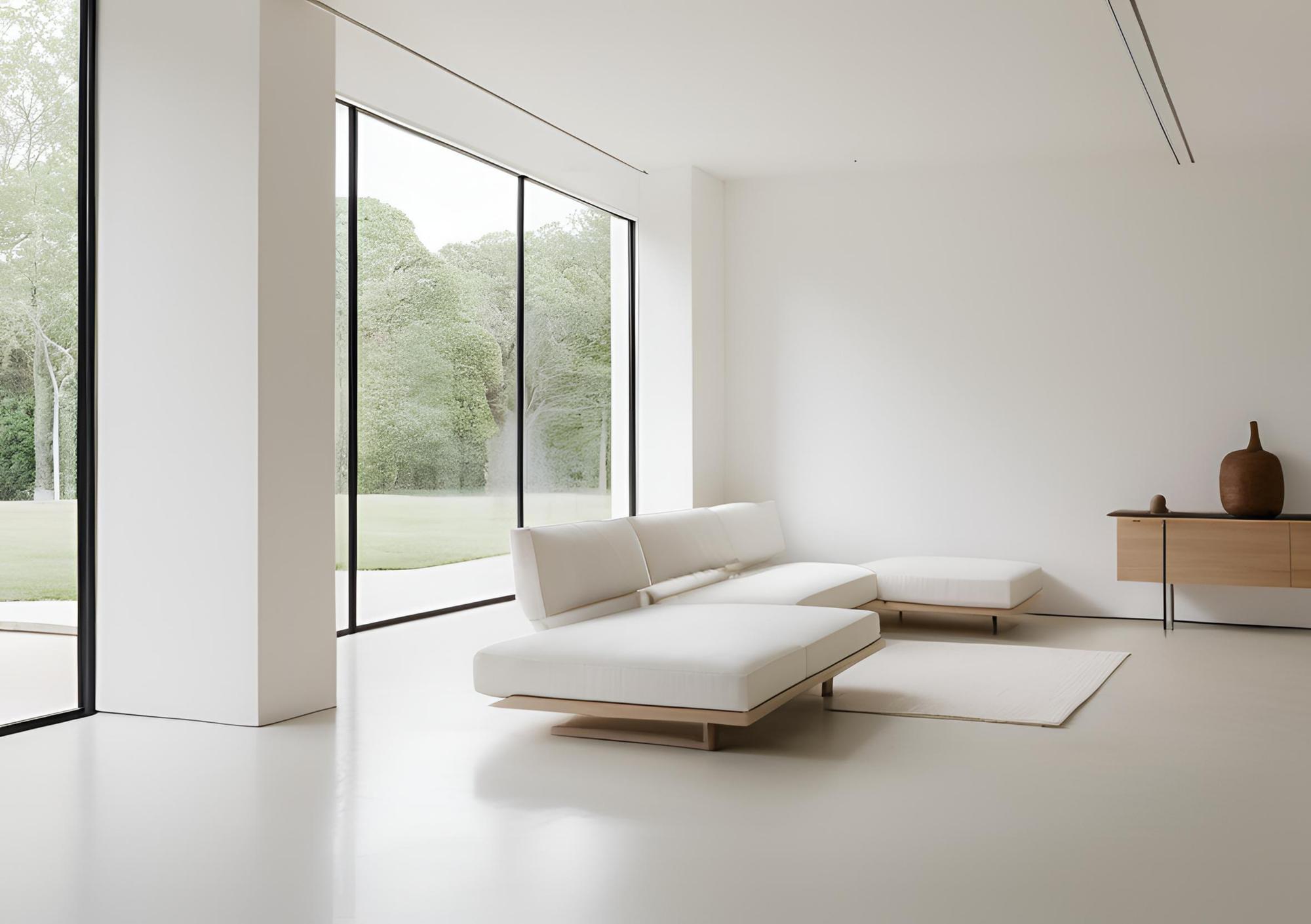 Living luminos cu ferestre mari